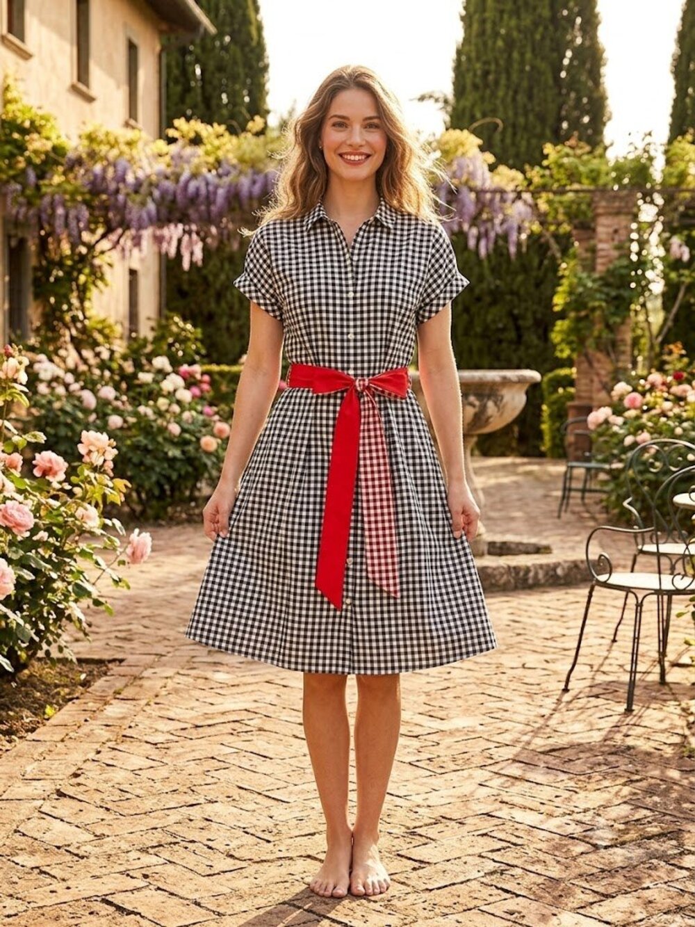 Talbots Gingham Cuffed Sleeve Shirt Dress, Size 6p - Picture 1 of 10